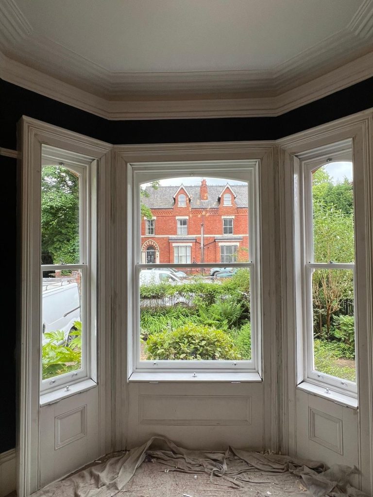 Sash windows sanded back and repaired in Stockport